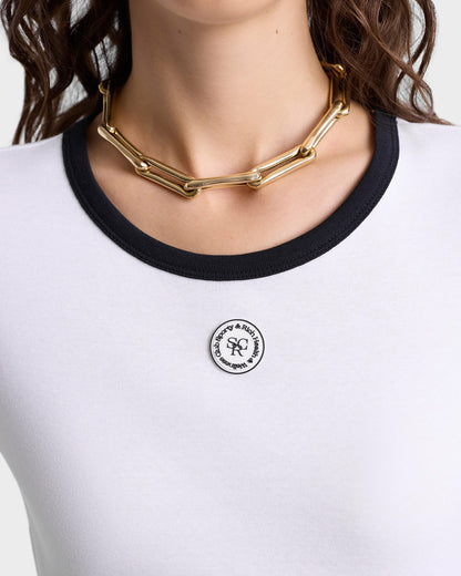 Sporty & Rich SRHWC Ringer Tee - White/Black