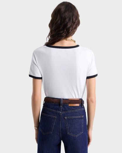 Sporty & Rich SRHWC Ringer Tee - White/Black