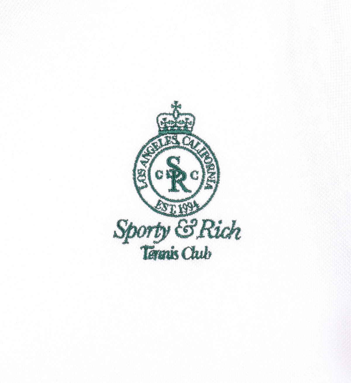 Sporty & Rich Crown 70s Pique Polo - White/Alpine