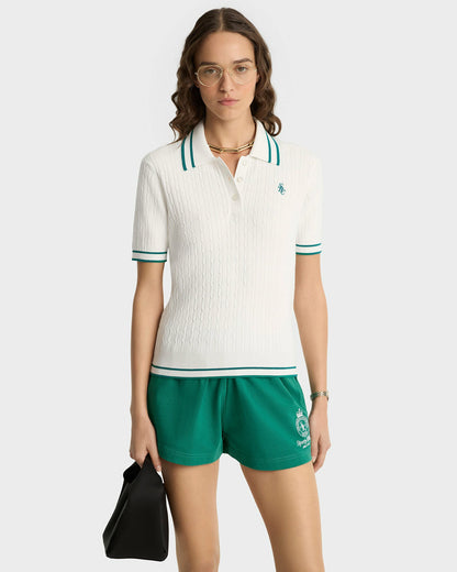 Sporty & Rich SRC Mini Cable Polo - White/Alpine