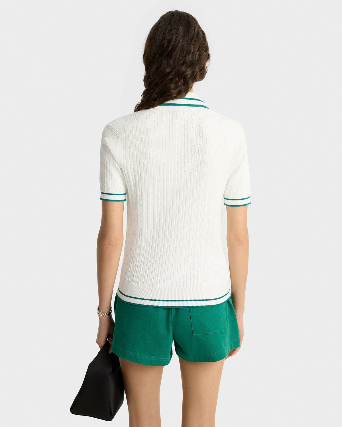 Sporty & Rich SRC Mini Cable Polo - White/Alpine