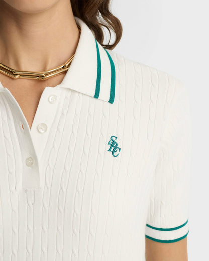 Sporty & Rich SRC Mini Cable Polo - White/Alpine