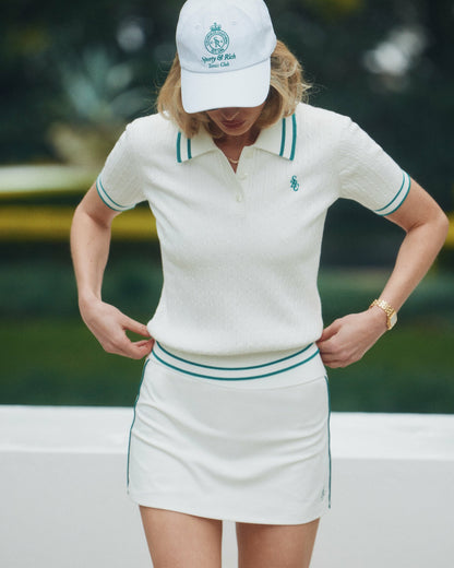 Sporty & Rich SRC Mini Cable Polo - White/Alpine