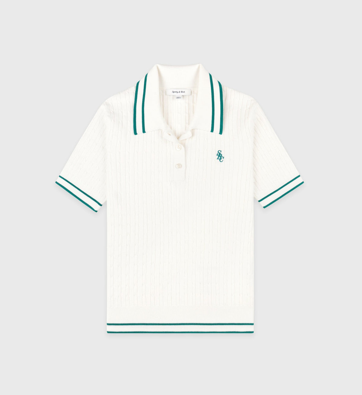 Sporty & Rich SRC Mini Cable Polo - White/Alpine