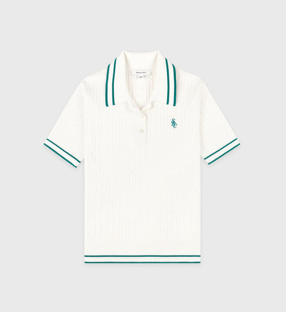 Sporty & Rich SRC Mini Cable Polo - White/Alpine