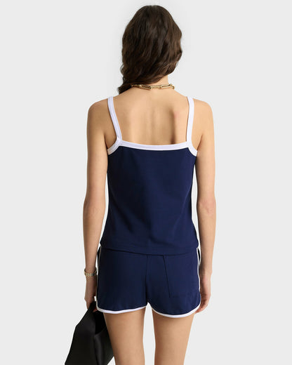 Sporty & Rich Crown Tennis Pique Tank - Navy/White