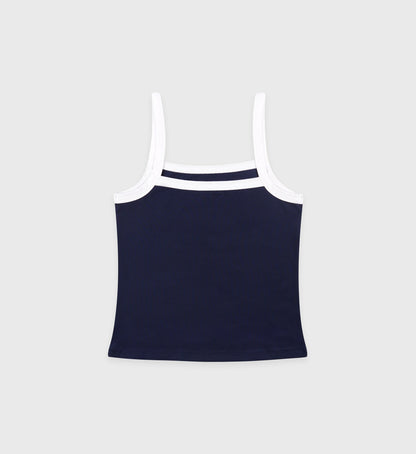 Sporty & Rich Crown Tennis Pique Tank - Navy/White