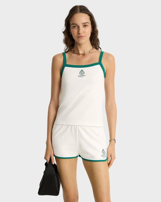 Sporty & Rich Crown Tennis Pique Tank - White/Alpine