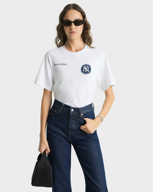 Sporty & Rich Major League T-Shirt - White/Navy