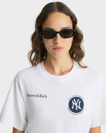 Sporty & Rich Major League T-Shirt - White/Navy