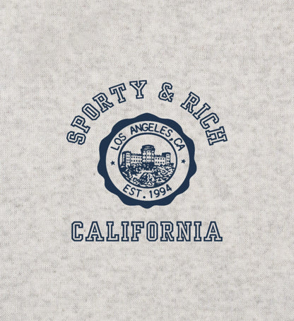 Sporty & Rich California Emblem Soft Ringer Tee - Heather Gray/Navy