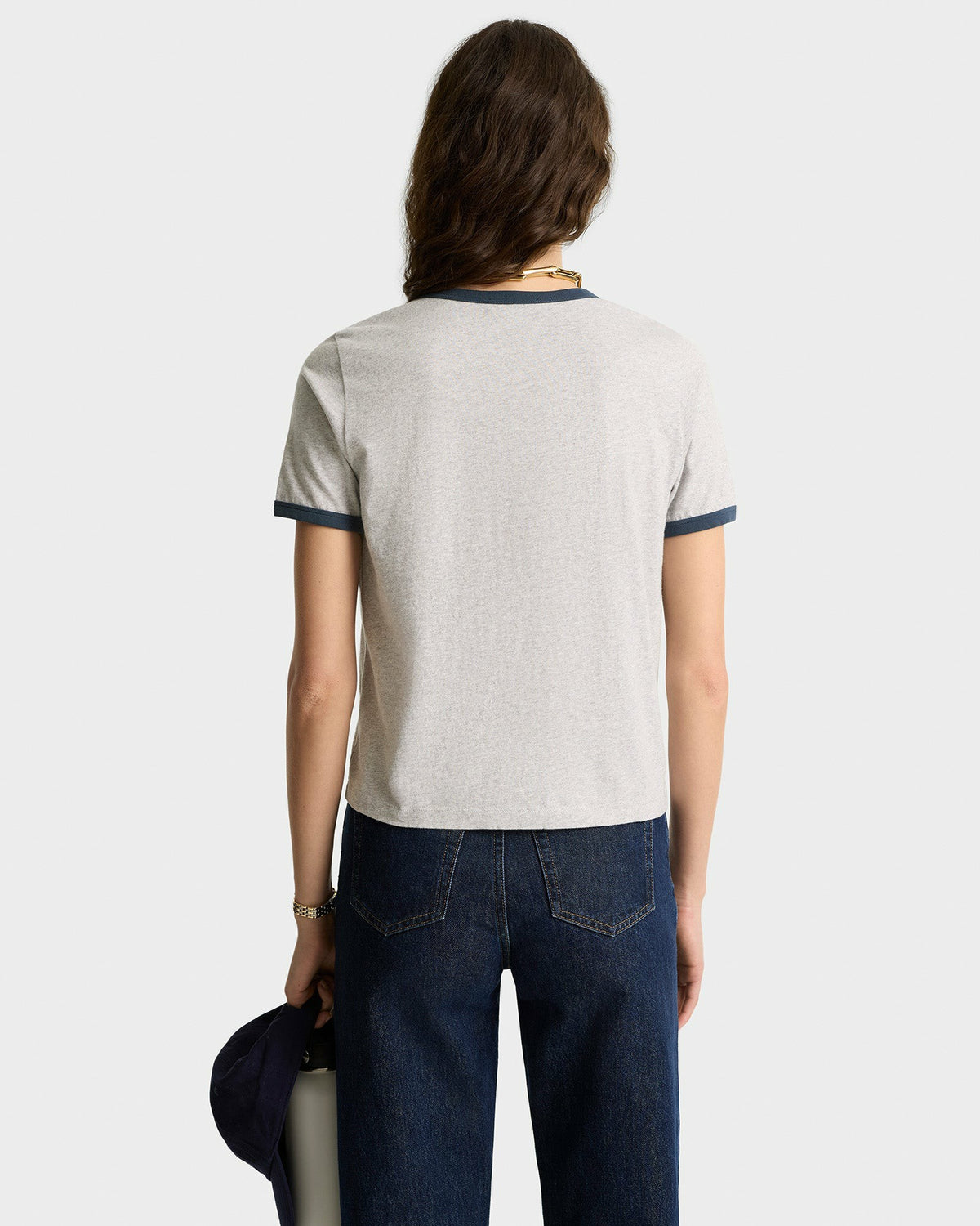 Sporty & Rich California Emblem Soft Ringer Tee - Heather Gray/Navy
