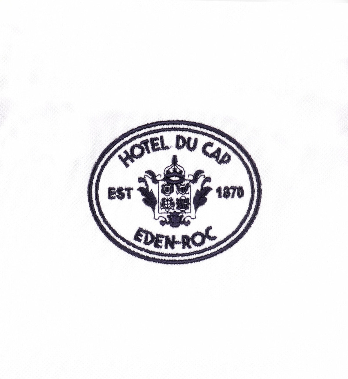 Sporty & Rich Eden Crest Embroidered Pique Polo - White/Navy