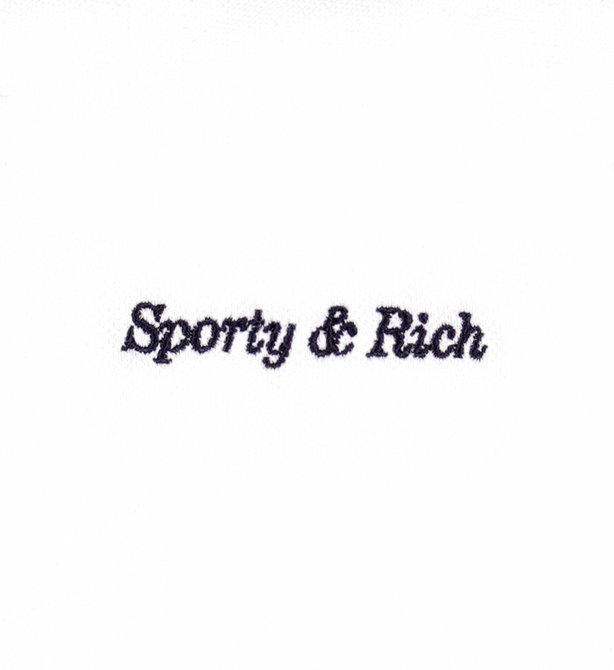 Sporty & Rich Eden Crest Embroidered Pique Polo - White/Navy