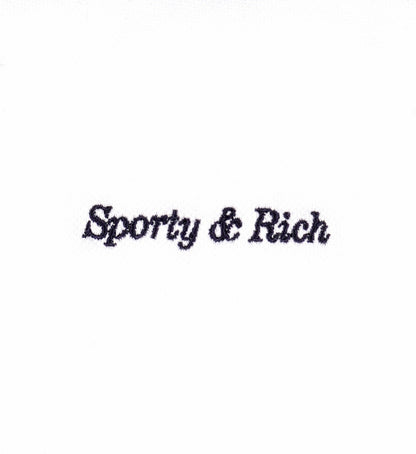 Sporty & Rich Eden Crest Embroidered Pique Polo - White/Navy