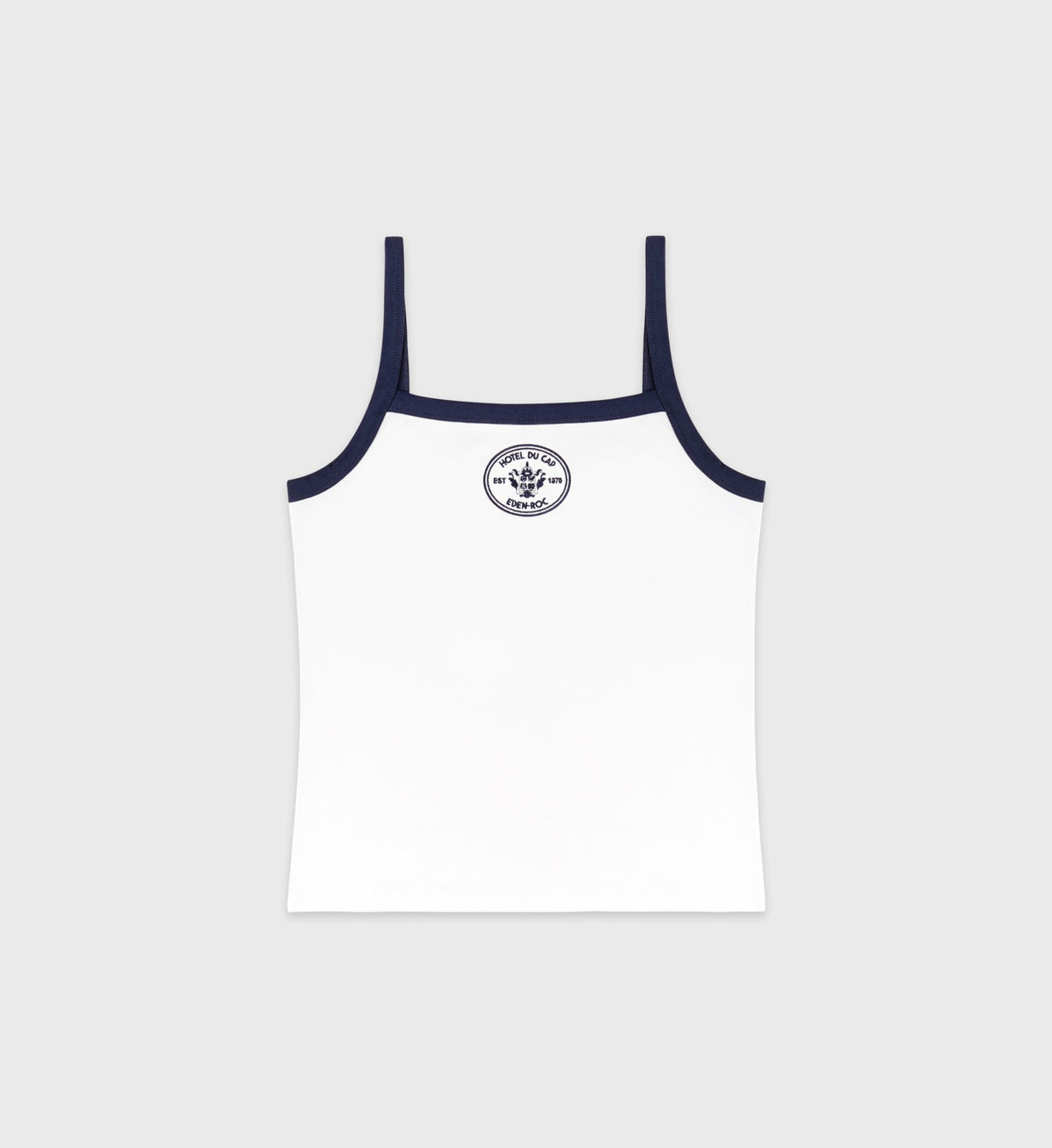 Sporty & Rich Eden Crest Embroidered Pique Tank - White/Navy