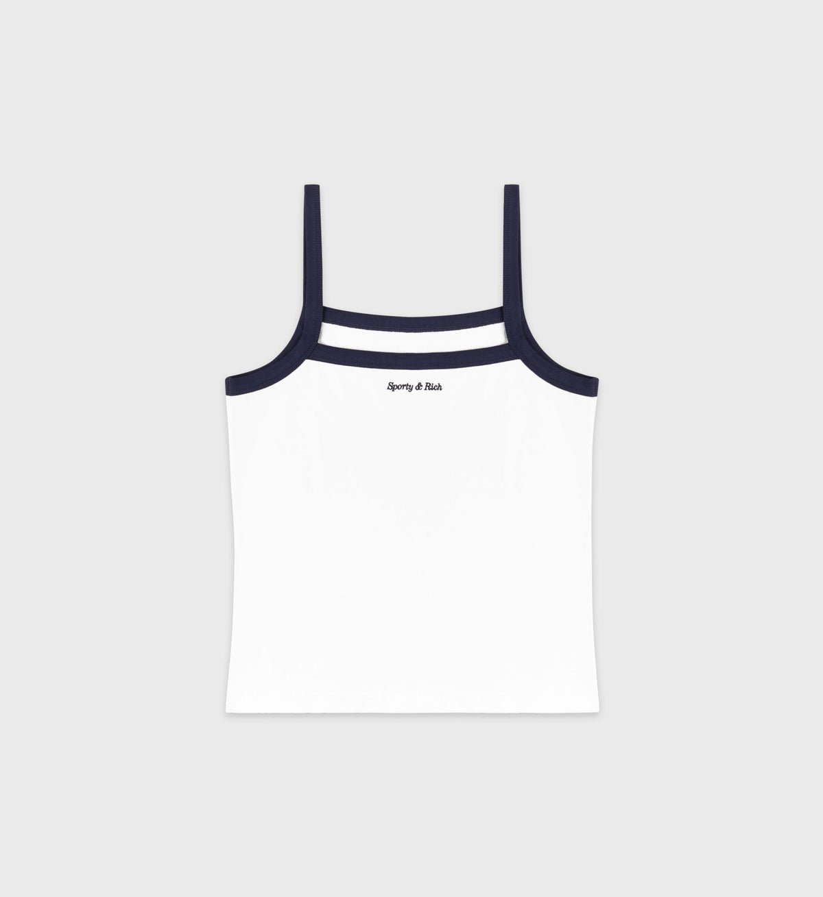 Sporty & Rich Eden Crest Embroidered Pique Tank - White/Navy
