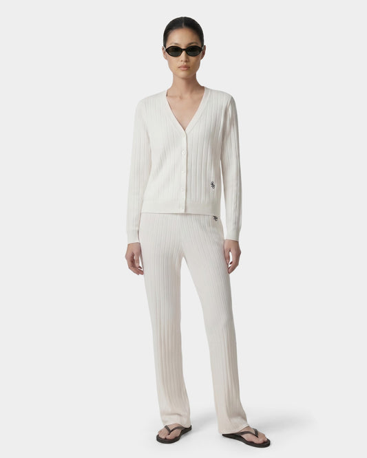Sporty & Rich SRC Ribbed Trousers - Ecru/Navy
