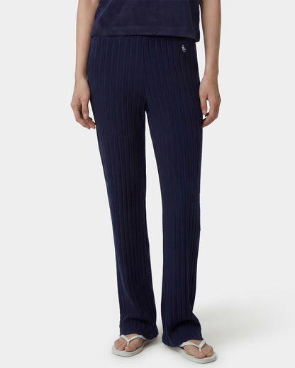 Sporty & Rich SRC Ribbed Trousers - Dark Navy/White