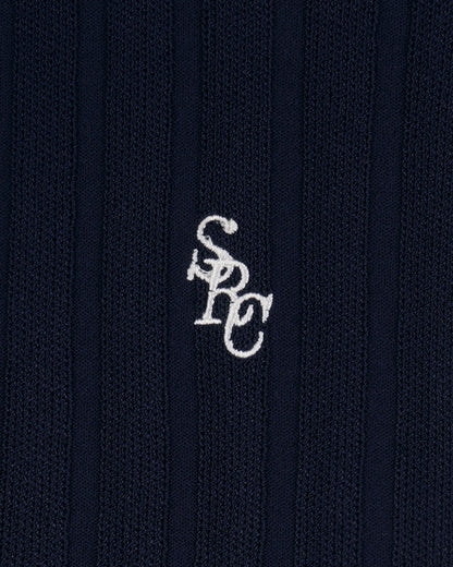 Sporty & Rich SRC Ribbed Trousers - Dark Navy/White