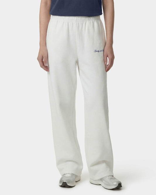 Sporty & Rich Signature Logo Embroidered Wide Sweatpant - White/Light Navy