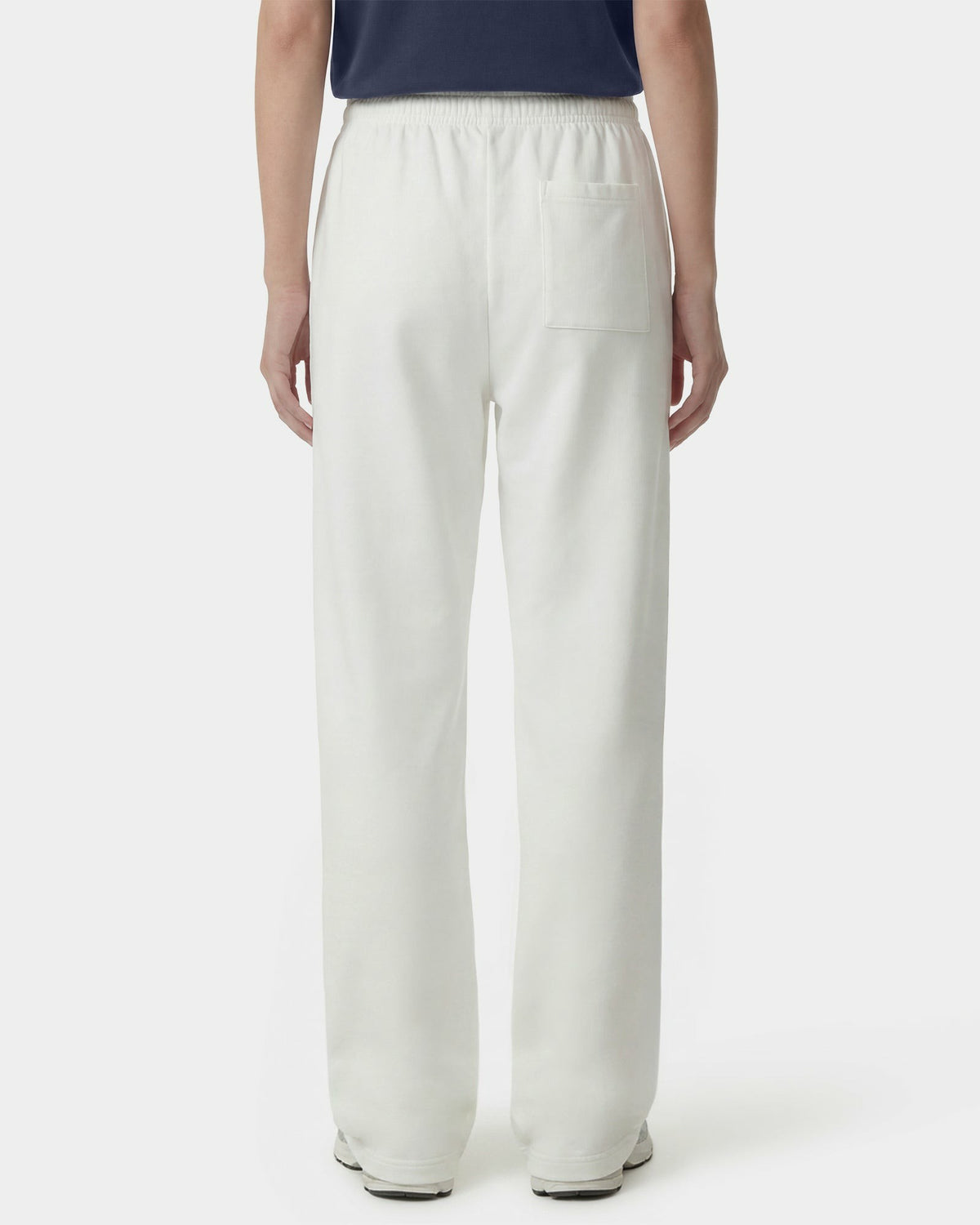 Sporty & Rich Signature Logo Embroidered Wide Sweatpant - White/Light Navy