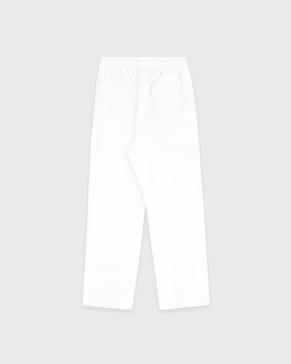 Sporty & Rich Signature Logo Embroidered Wide Sweatpant - White/Light Navy