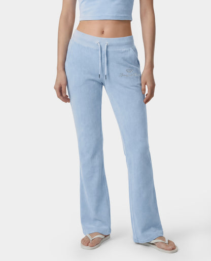 Sporty & Rich Juicy Script Velour Sweatpant - Sky Blue