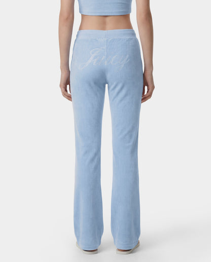 Sporty & Rich Juicy Script Velour Sweatpant - Sky Blue