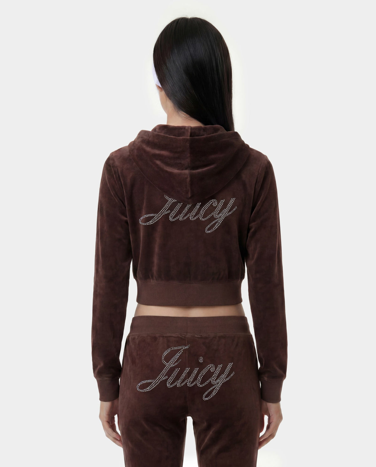 Sporty & Rich Juicy Script Velour Sweatpant - Chocolate