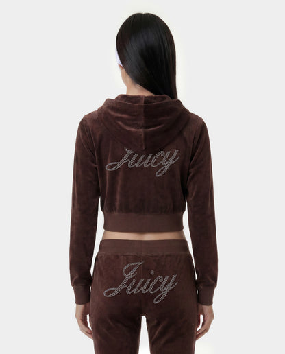 Sporty & Rich Juicy Script Velour Sweatpant - Chocolate