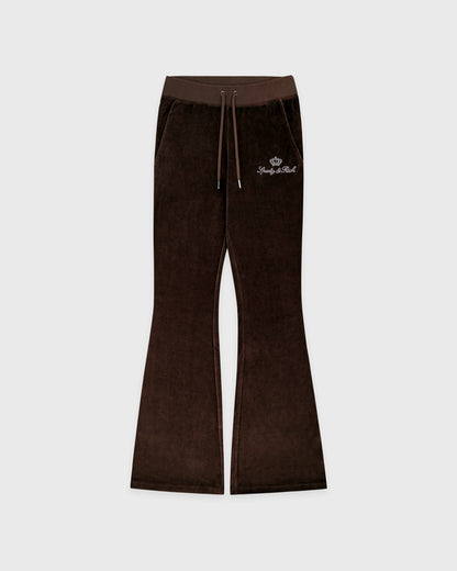 Sporty & Rich Juicy Script Velour Sweatpant - Chocolate
