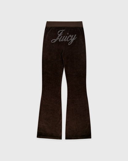 Sporty & Rich Juicy Script Velour Sweatpant - Chocolate