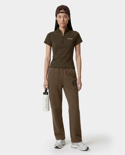 Sporty & Rich NY Crest Embroidered Wide Sweatpant - Sand