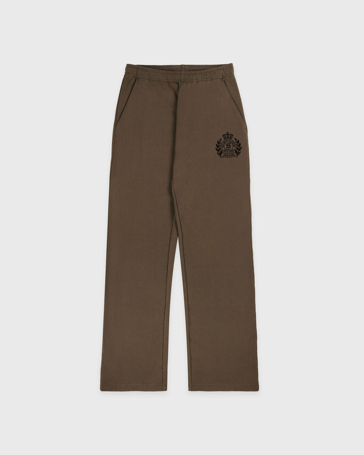 Sporty & Rich NY Crest Embroidered Wide Sweatpant - Sand
