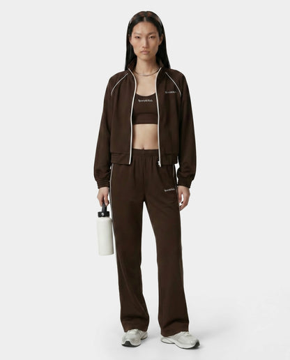 Sporty & Rich Serif Logo Retro Track Pant - Cioco/White