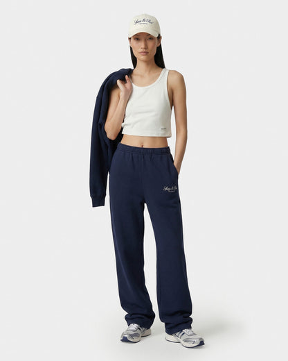 Sporty & Rich Vendome LA Embroidered Wide Sweatpant - Navy/White