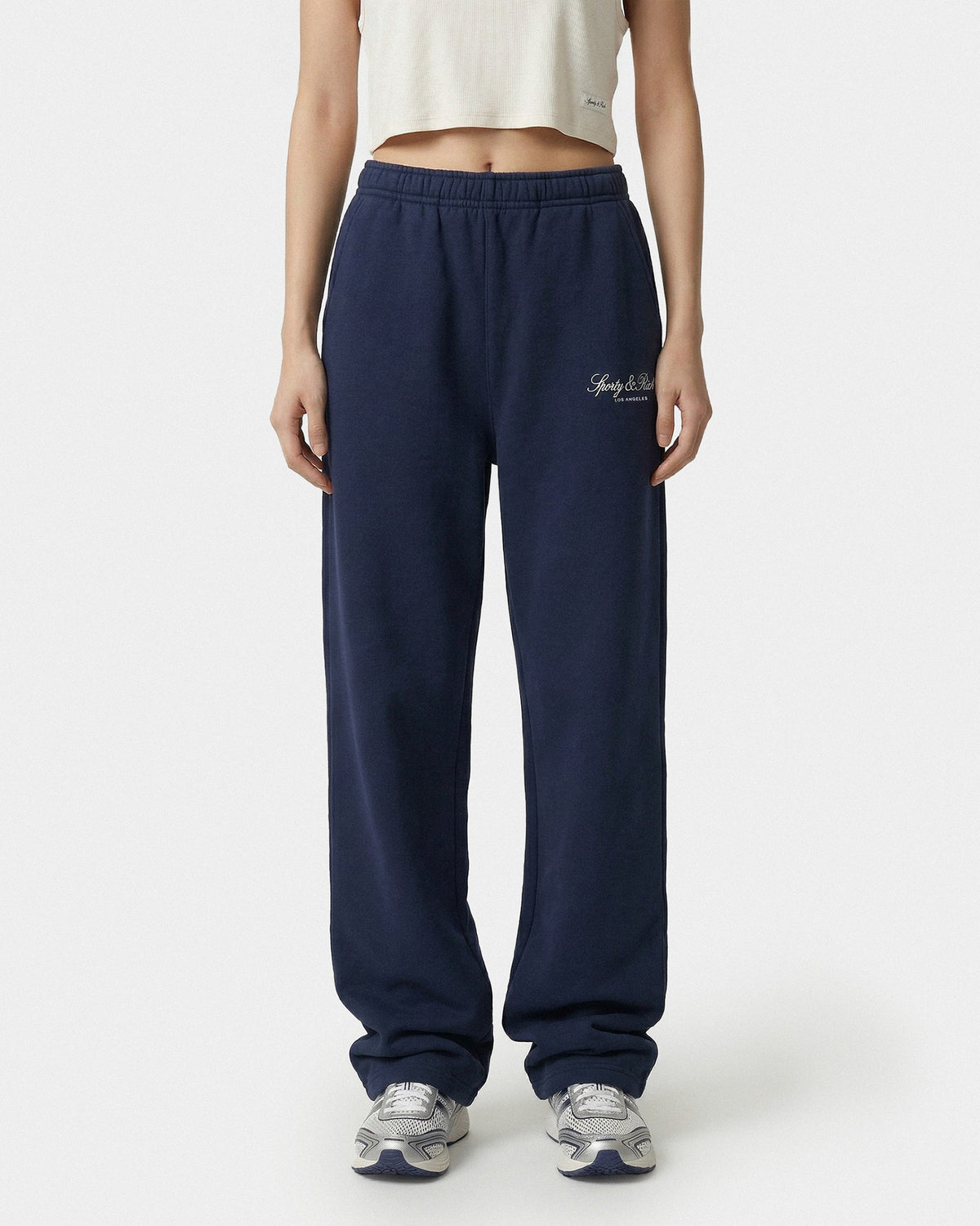 Sporty & Rich Vendome LA Embroidered Wide Sweatpant - Navy/White