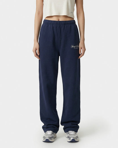 Sporty & Rich Vendome LA Embroidered Wide Sweatpant - Navy/White
