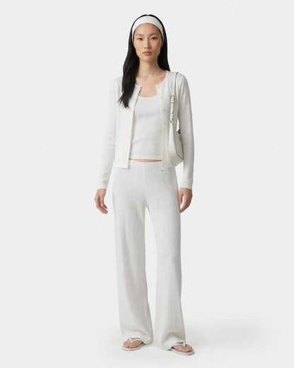 Sporty & Rich Signature Logo Pointelle Trousers - White