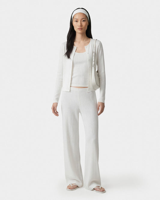 Sporty & Rich Signature Logo Pointelle Trousers - White