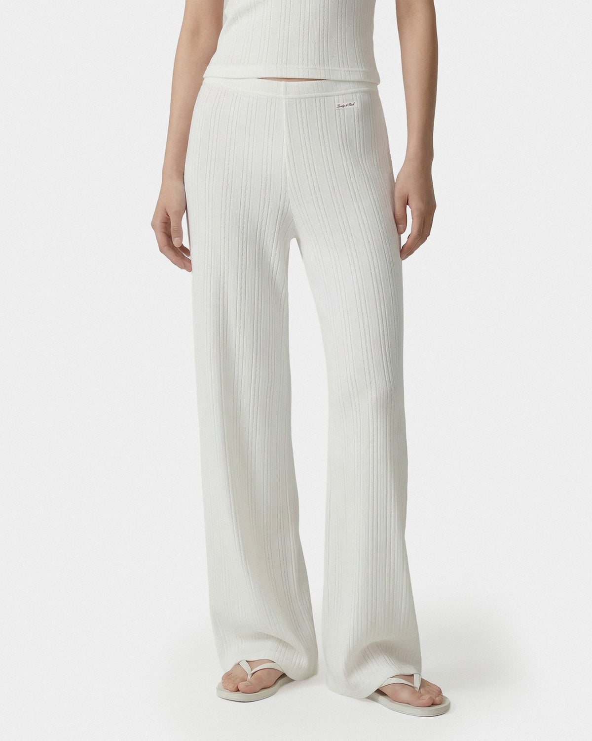 Sporty & Rich Signature Logo Pointelle Trousers - White
