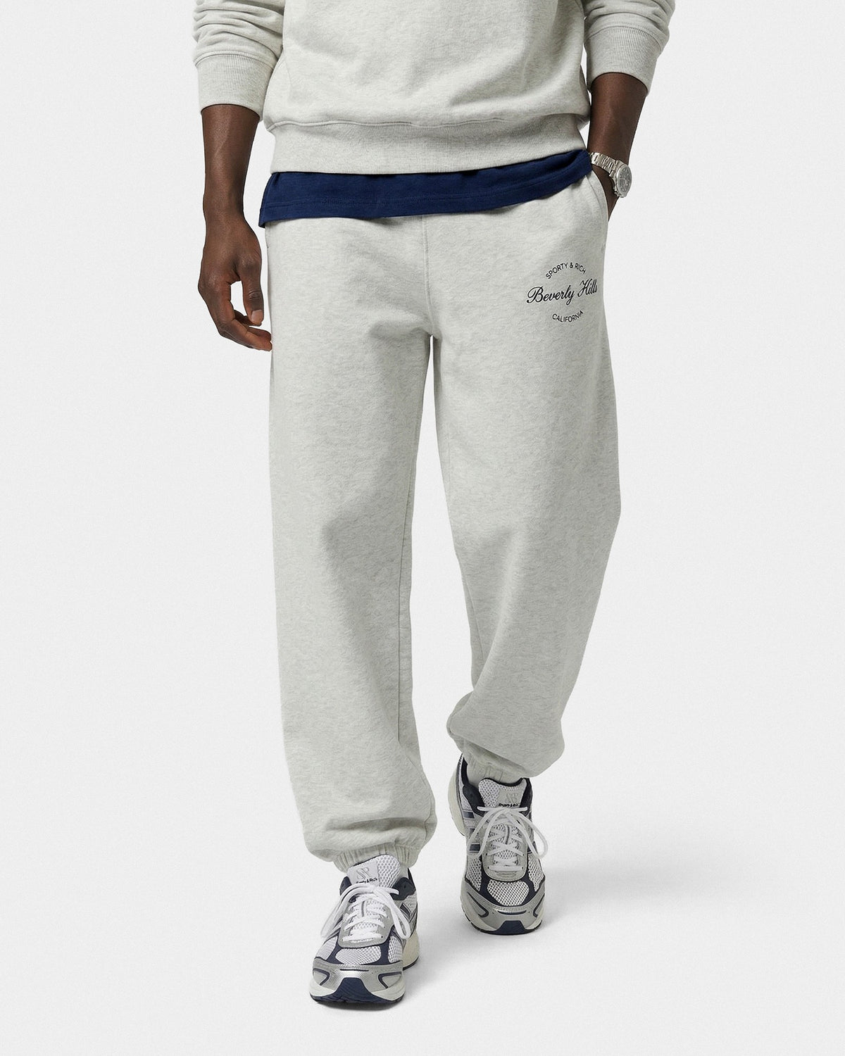 Sporty & Rich Beverly Script Sweatpant - Heather Gray