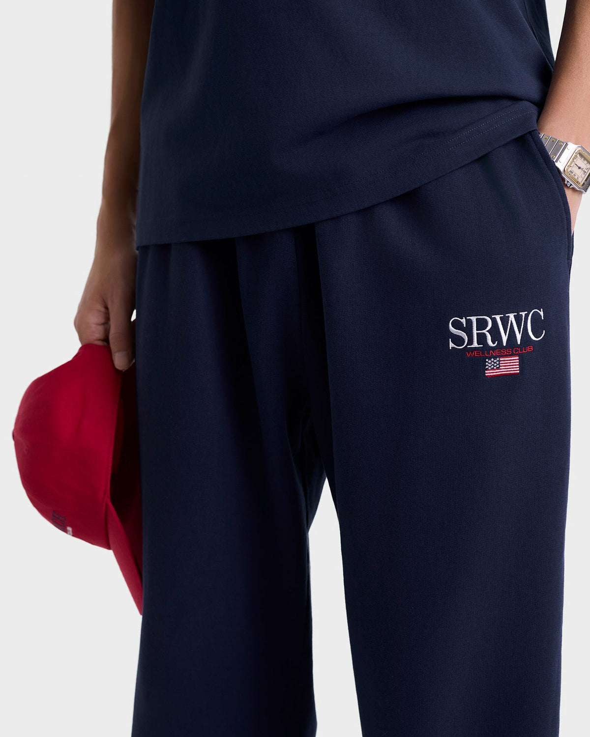 Sporty & Rich Nautical Embroidered Wide Sweatpant - Navy/White