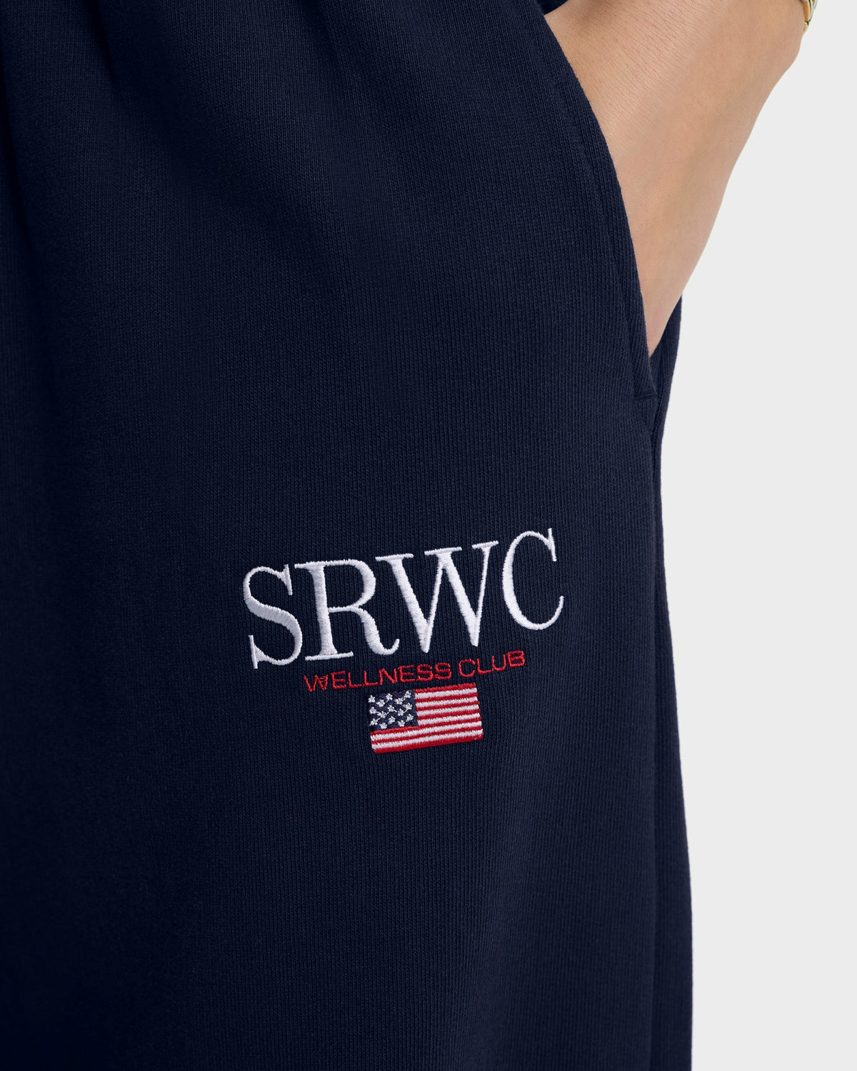 Sporty & Rich Nautical Embroidered Wide Sweatpant - Navy/White