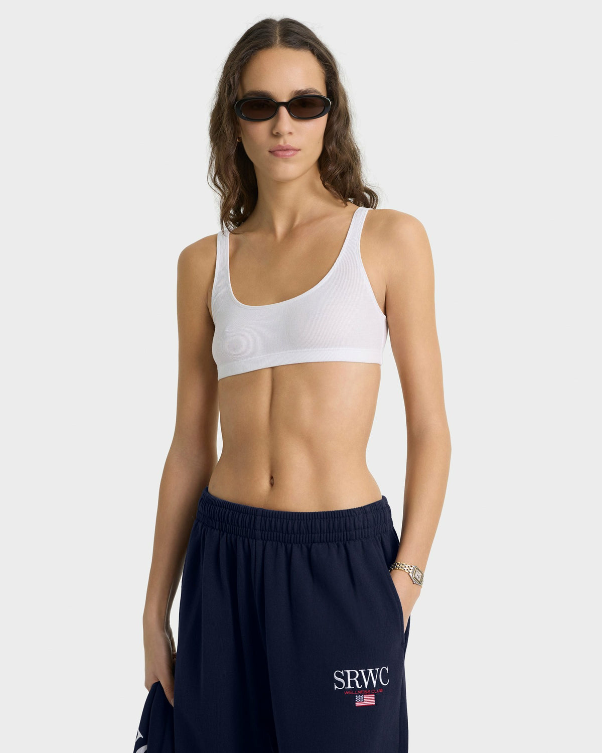 Sporty & Rich Nautical Embroidered Wide Sweatpant - Navy/White
