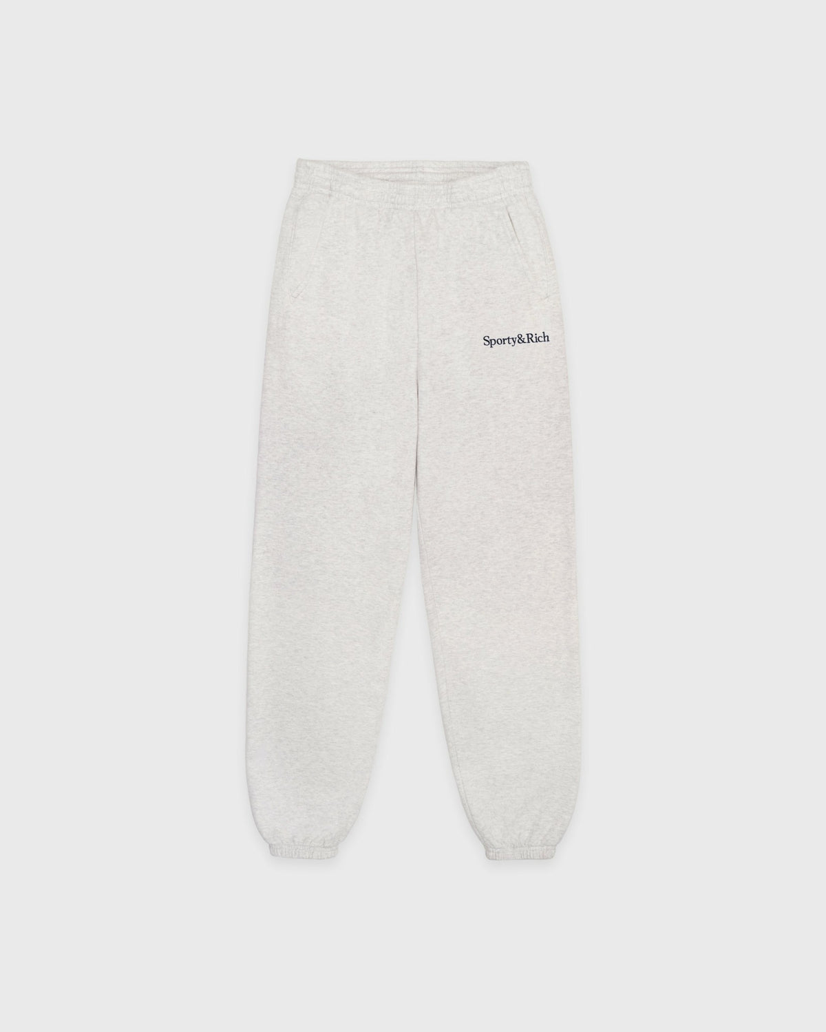 Sporty & Rich Serif Logo Embroidered Sweatpant - Heather Gray