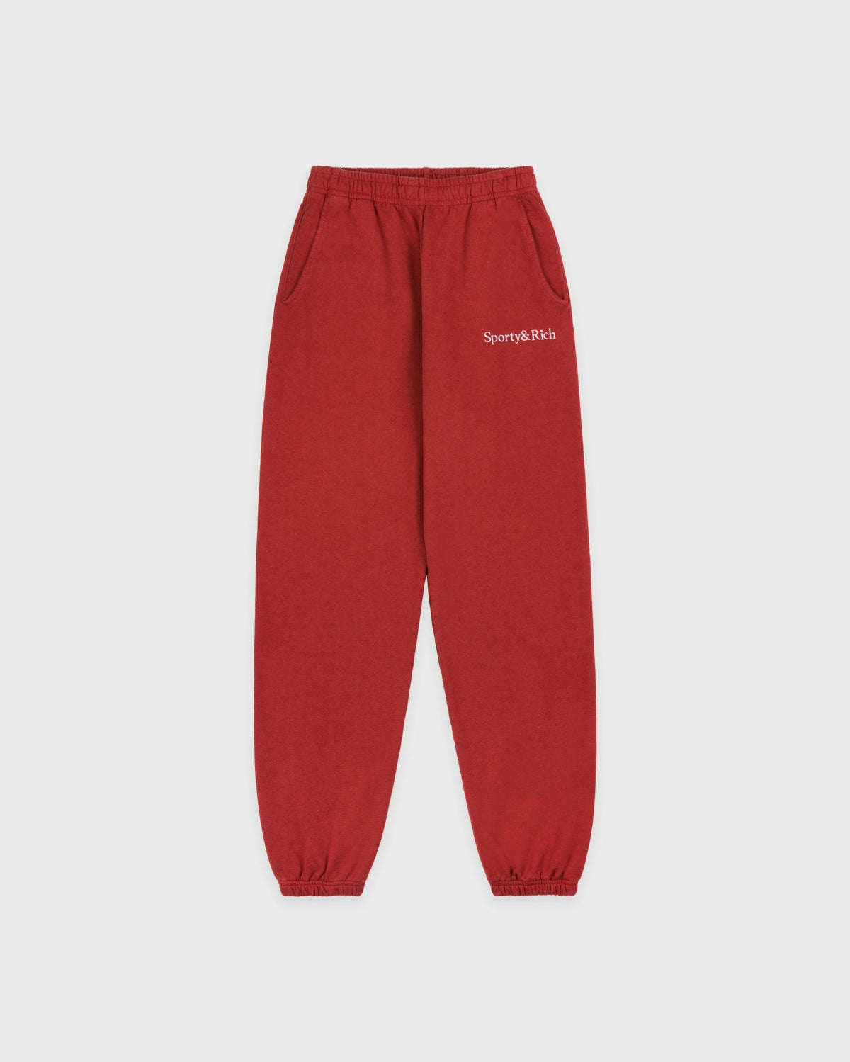 Sporty & Rich Serif Logo Embroidered Sweatpant - Faded Merlot/White