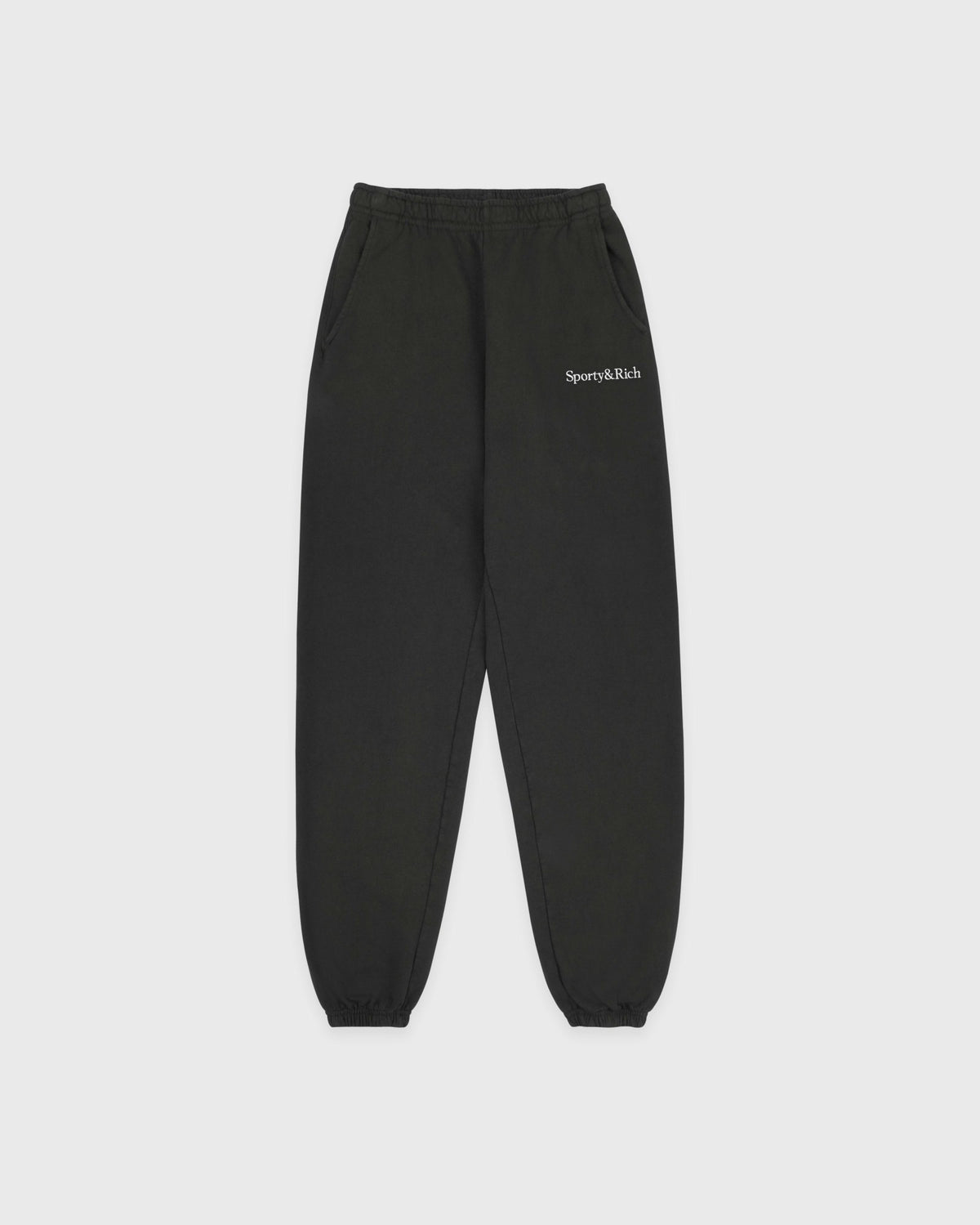 Sporty & Rich Serif Logo Embroidered Sweatpant - Faded Black/White