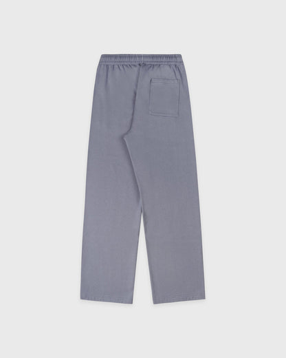 Sporty & Rich Serif Logo Embroidered Wide Sweatpant - Faded Indigo/White